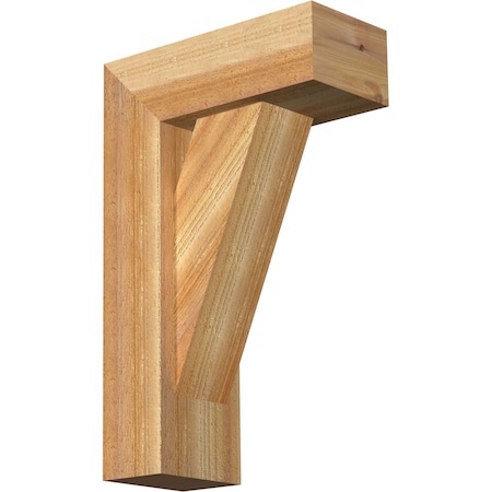 Ekena Millwork Traditional Block Rough Sawn Bracket w/ Offset Brace, Western Red Cedar, 6"W x 14"D x 22"H BKT0604X14X22TRA05RWR